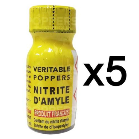 Lot de 5 Poppers véritable au nitrite d'amyle - 13 ml